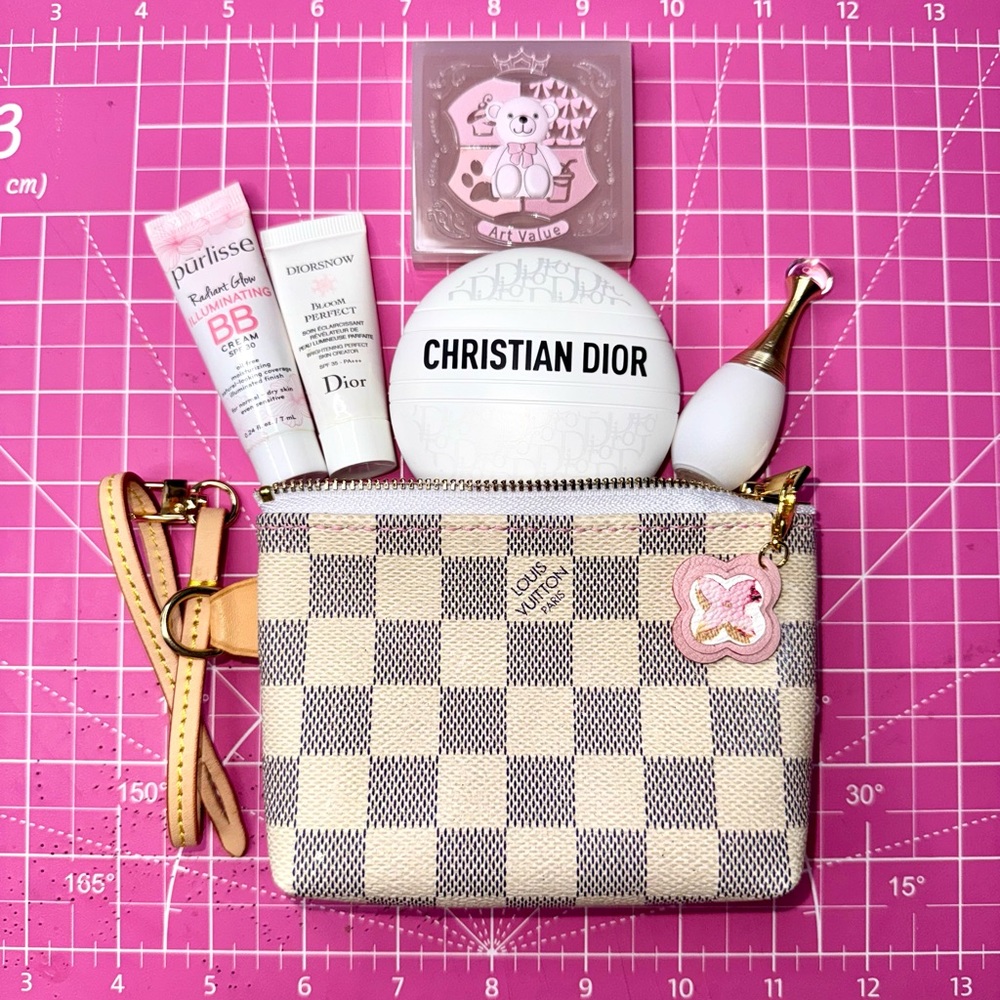 💖 LV Upcycled ♻️ Damier Azure Cosmetic makeup pouch case wallet Women's Wristlet